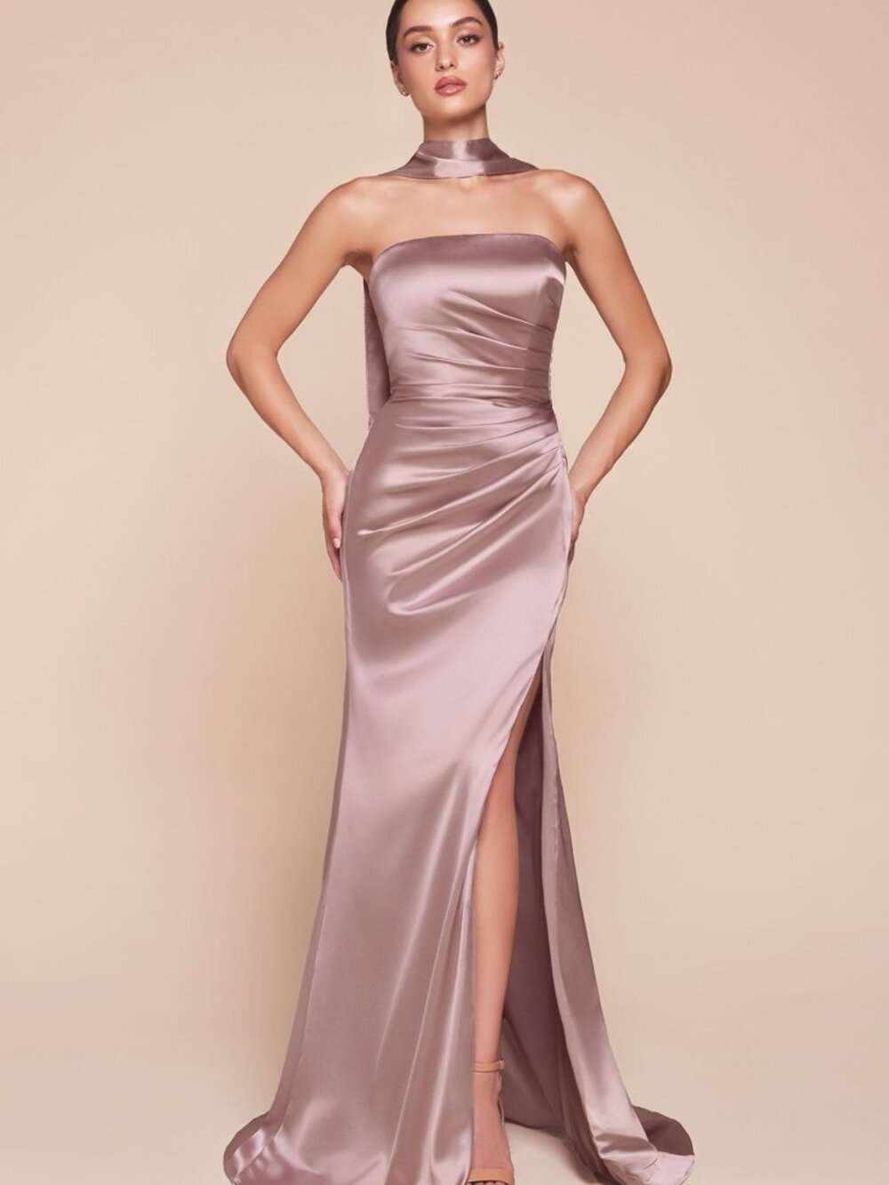 NEW MAUVE Evening Gown Floor Length Formal Elegant Stunning 7451